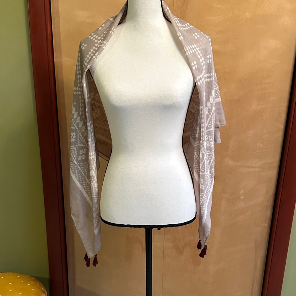 Geometric Patterned Shawl with Tassels